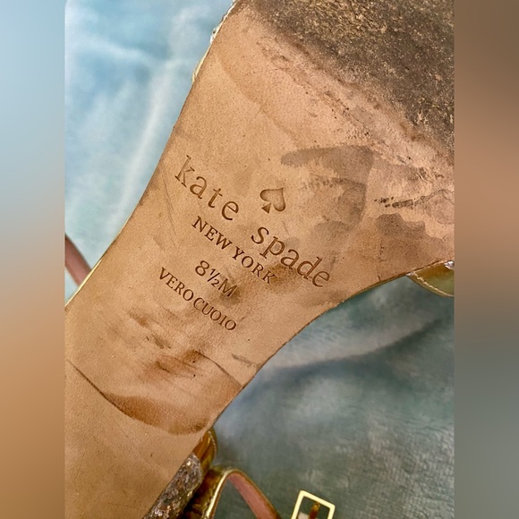 Kate Spade Women’s Oak Heeled Sandal Gold Silver Glitter Size 8.5 - Picture 8 of 9